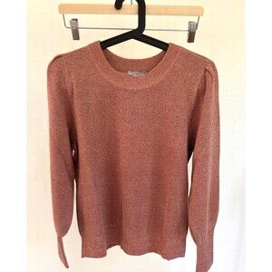 H&M Women's Size M Bronze Glittery Pink Long Sleeved Crew Neck Sweater Pretty